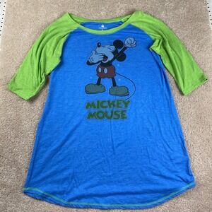 Disney Parks Mickey Mouse Jersey Varsity Raglan‎ Nightgown Sleep Shirt XXL